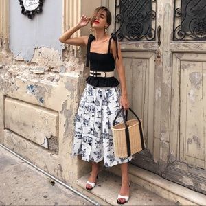 MAJE Midi Skirt with Paris Print Size L